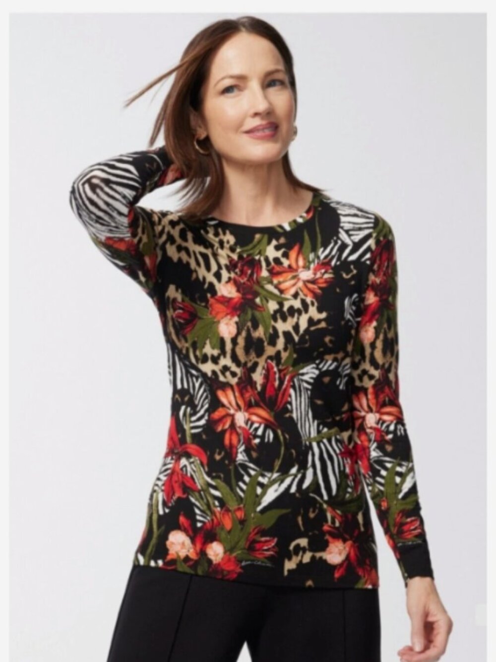 Chico's Touch of Cool Paradise Layering Liquid Knit Top "Wild Poppy" Vacation XL